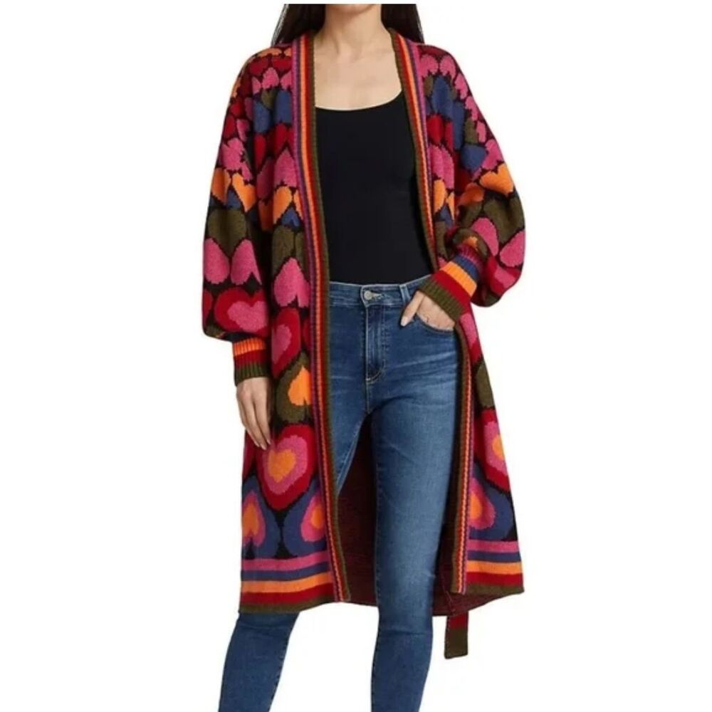Beautiful  Farm Rio Full of Hearts Midi Cardigan Good condition - Picture 3 of 16